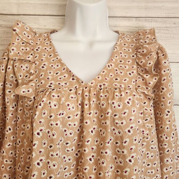 Periwinkle NWT small blushed pink ruffled cottagecore long sleeve blouse - Picture 4 of 11